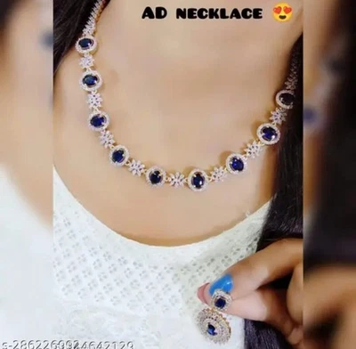 Set da sposa orecchini gioielli etnici AD ZIRCONI placcati argento indiano... - Immagine 1 di 4