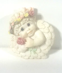 Dreamsicles Kühlschrankmagnet Cherub hält eine Rose Vintage makellos Engelguss - Bild 1 von 3