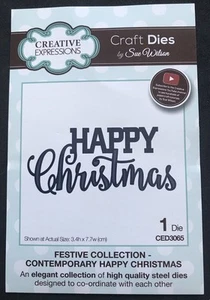 Contemporary Happy Christmas Festive Creative Expressions Sue Wilson die - Picture 1 of 5