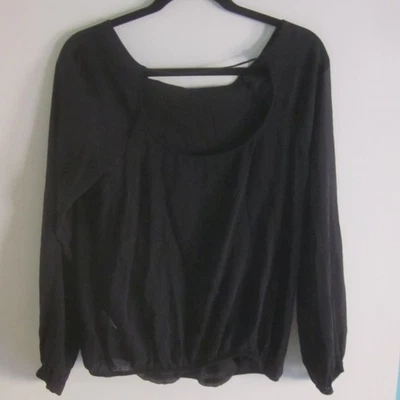 Patrizia Pepe Black Designer Italian Silk Semi Sheer Blouse Women Size 42 / US 6 - Image 1 of 4
