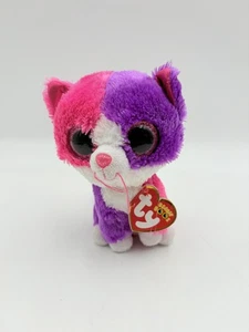 TY Beanie Boo Pellie Plush Tags Pink Purple Cat Kitten Claires Exclusive 6" - Picture 1 of 9