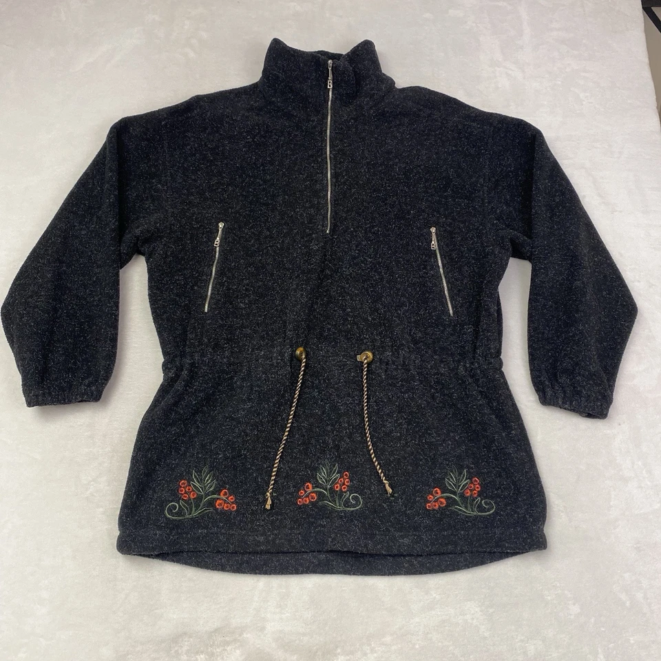 Vintage Bogner Sports Wool Blend Sweater Quarter-Zip Cinch Waist Embroidered - Image 1 of 4