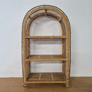 3-Tier Bamboo Wicker Shelf Bookcase shoe storage unit boho retro needs some work - Picture 1 of 10
