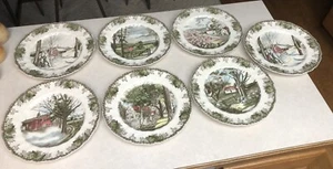 JOHNSON BROTHERS FRIENDLY VILLAGE *SCHOOL HOUSE* ( LOT OF 7 ) DINNER PLATES NEW - Picture 1 of 13
