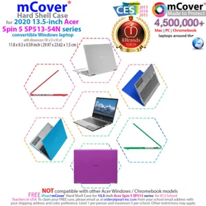 NEW mCover® Hard Case for 13.5" Acer Spin 5 SP513 series Windows 2-in-1 laptop - Picture 1 of 12