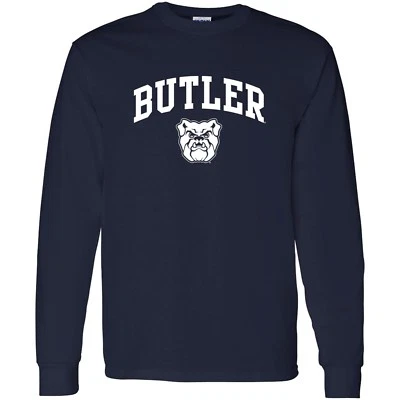 Butler Bulldogs Arch Logo Licensed Unisex Long Sleeve T-Shirt - Navy - Image 1 of 4