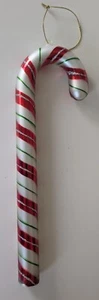 Blown Glass Candy Cane Painted Ornament Large 9" x 3" Glitter Stunning - Picture 1 of 5