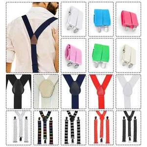 Unisex Ajustable Y-Back Braces Pantalón Elástico Clip-On Tirantes para Hombres Mujeres - Imagen 1 de 43