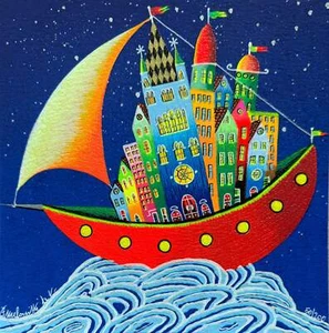 Città Galleggiante Meloniski da Villacidro Opera SERIGRAFIA Numerata e Firmata - Imagen 1 de 1