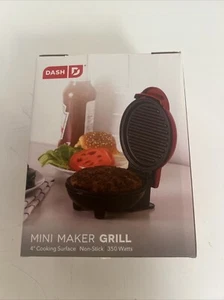 DASH Mini Maker Hamburger Grill with 4" Cooking Surface 350 Watts New Red - Picture 1 of 3