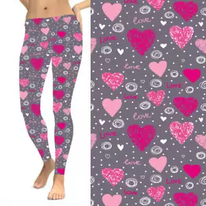 Love Hearts Swirls Valentine's Day Women's Leggings TC Plus Size 12-18 - Picture 1 of 2