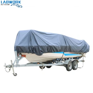 Heavy Duty Boat Cover Trailerable Fishing Ski Bass V-Hull Runabouts Waterproof - Picture 1 of 15