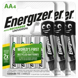 12 x Energizer Rechargeable AA batteries Universal 1300 mAh Accu NiMh Pack of 4 - Picture 1 of 10