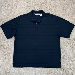 Geoffrey Beene Polo Shirt Mens L Black Striped Short Sleeve Golf Casual Top - Picture 1 of 9