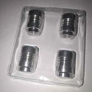 Silver Chrome Round Car Bike Tyre Valve Dust Caps NEW - 4 Pack - Picture 1 of 8