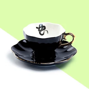 Potter's Studio Snake Black Tea Cup and Saucer - Picture 1 of 3