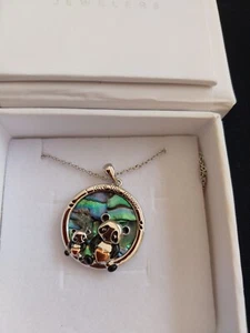 YFN Sterling Silver Necklace New in Box Panda Bear Abalone Pendant - Picture 1 of 7