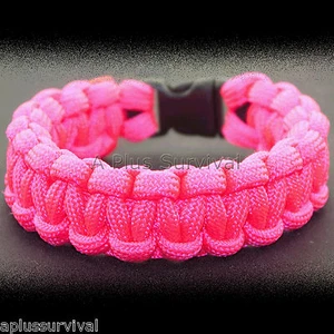 Pulsera de supervivencia con cuerda de emergencia paracord rosa neón 9 pies 7 hebras 550 lb - Imagen 1 de 2