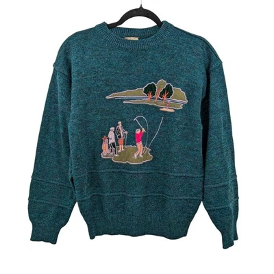 Suéter Vintage Angelo Litrico Escena de Golf Hombres Talla M 48/50 Grueso Tejido Retro Años 90 Foto 1 de 4