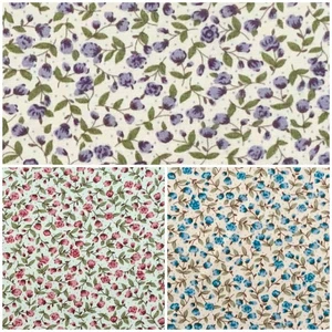 100% cotton craft dress fabric metre fat quarter ditsy tiny floral pink blue B - Picture 1 of 37