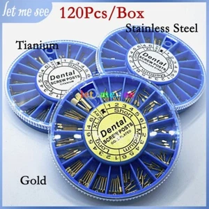120Pcs Dental Screw Post Gold/Silver Plated Titanium Kit Conical Root Canal Pins - Picture 1 of 12