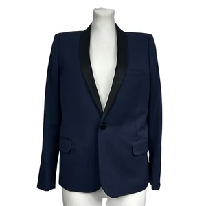 Saint Laurent Paris Blue Smoking Evening Jacket Blazer Women Size 40 - Picture 1 of 7