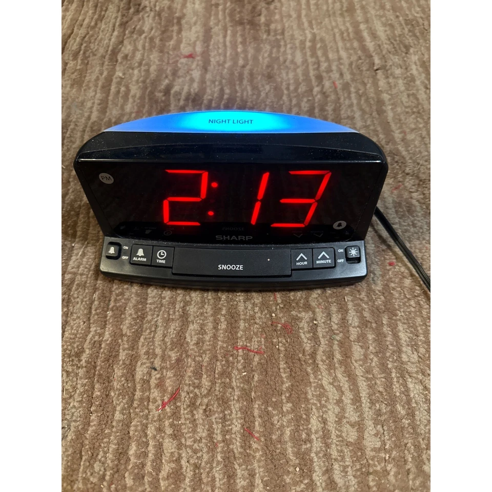 Sharp Digital Alarm Clock with Night Light Snooze Bedside Table Top Tested Works - Image 1 of 2