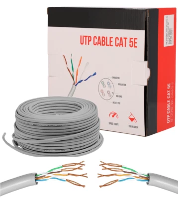 IDOR STORE Cavo di Rete UTP Ethernet CAT5E 100 metri Matassa Bobina AWG24 Cat 5E LAN IN box