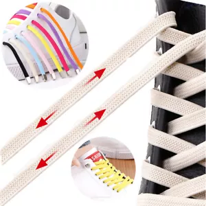 1Pair Solid Easy No Tie Lazy Shoelace Rubber Shoes Lace Elastic Flat Shoelac # - Picture 1 of 27