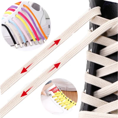 1 paio Solid Easy no cravatta pigro lacci gomma scarpe elastico piatto/ - Immagine 1 di 4