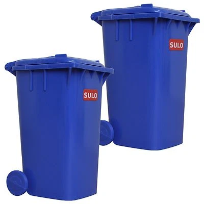 2 x Mini-Mülltonne blau wie Original Sulo Abfalltonne 120 Liter Tisch-Mülleimer