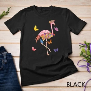 Camiseta unisex de regalo floral flamenco rosa con flores hawaianas flamenco - Imagen 1 de 15
