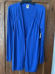 NWT Anne Klein Cobalt Blue Cardigan Sweater Size M - Picture 1 of 7