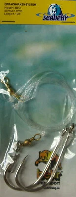 Meeresvorfach Naturköder mit 2 Haken Gr 10/0 Schnur 1,0mm Länge 1,50m Mit Wirbel - Bild 1 von 3