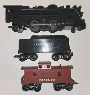Marx 666 Diecast Steam Locomotive w/ Santa Fe Tender & Caboose Type G Trucks - Image 1 of 4