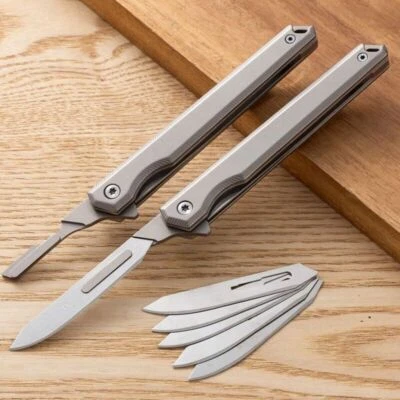 EDC High Stainless Steel Pocket Utility Folding Knife w/ #60 Scalpel Blades - Image 1 of 4