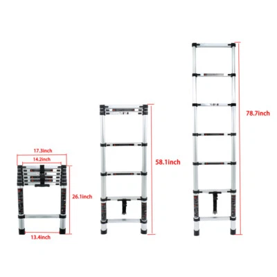 6.6 FT Extension Ladders Lightweight Collapsible Ladders Aluminum Telescoping - Image 1 of 4