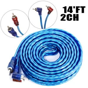 14' FT AMP RCA CABLES CAR AUDIO INTER CONNECT CABLE For 2 Channel Power AMP - Picture 1 of 8