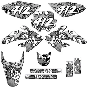 2004-2010 CRF 100 ZANY White Senge Graphics Kit Compatible with Honda - Picture 1 of 10