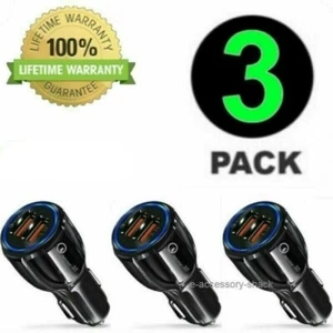 3 Pack 2 USB Port Fast Car Charger Adapter for iPhone Samsung Android Cell Phone - Picture 1 of 6