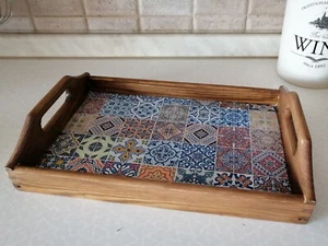 Tea Serving Wooden Tray. Home, Cottage, Country Rustic Kitchen Decor. - Picture 1 of 14