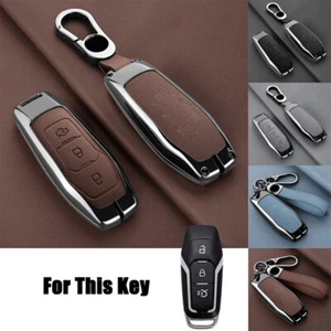 Zinc Alloy Leather Car Key Case Cover For Ford Explorer Mustang Mondeo Fusion - Picture 1 of 21
