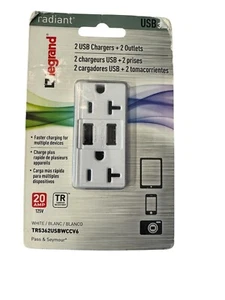 New Legrand TR5362USBWCCV6 Outlet With USB Ports -White - Picture 1 of 2