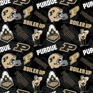 Purdue University Boilermakers Cotton Fabric Tone on Tone Print-By the Yard - Picture 1 of 1