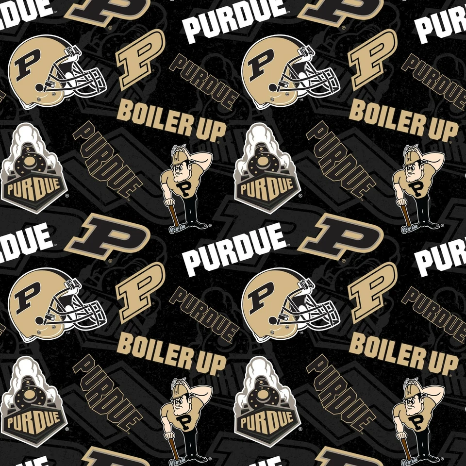 Purdue University Boilermakers Cotton Fabric Tone on Tone Print-By the Yard - Image 1 of 1