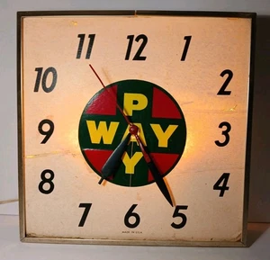 Raro orologio da parete pubblicitario fattoria alimentazione payway vintage funzionante anni 50 vecchio - Foto 1 di 24