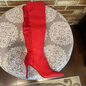 Jessica Simpson Womens JS-Amriena Thigh-High Boots Stiletto Heel Red Size 6.5M - Picture 1 of 6