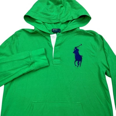 Пуловер с капюшоном для мальчиков Polo Ralph Lauren размер Large 14-16 зеленый большой пони логотип - Изображение 1 из 4