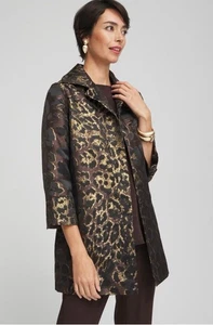 Neu mit Etikett Chico’s Travelers Collection Cheetah Glam Jacke Größe 2 (L) Kakaobohne - Bild 1 von 14