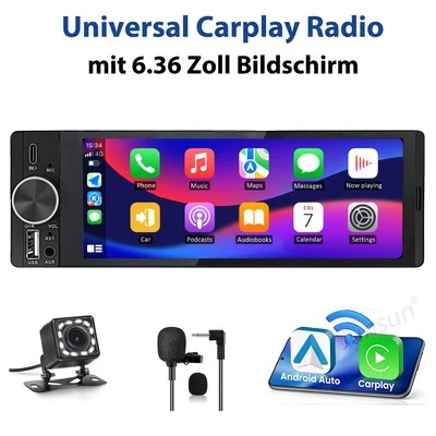 Autoradio 1Din mit 6.3 Zoll Bildschirm Apple CarPlay ANDROID AUTO FM Radio KAM+ - Bild 1 von 4